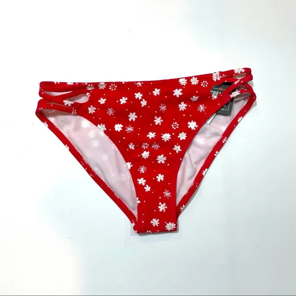 California Waves red strappy bikini swim bottom